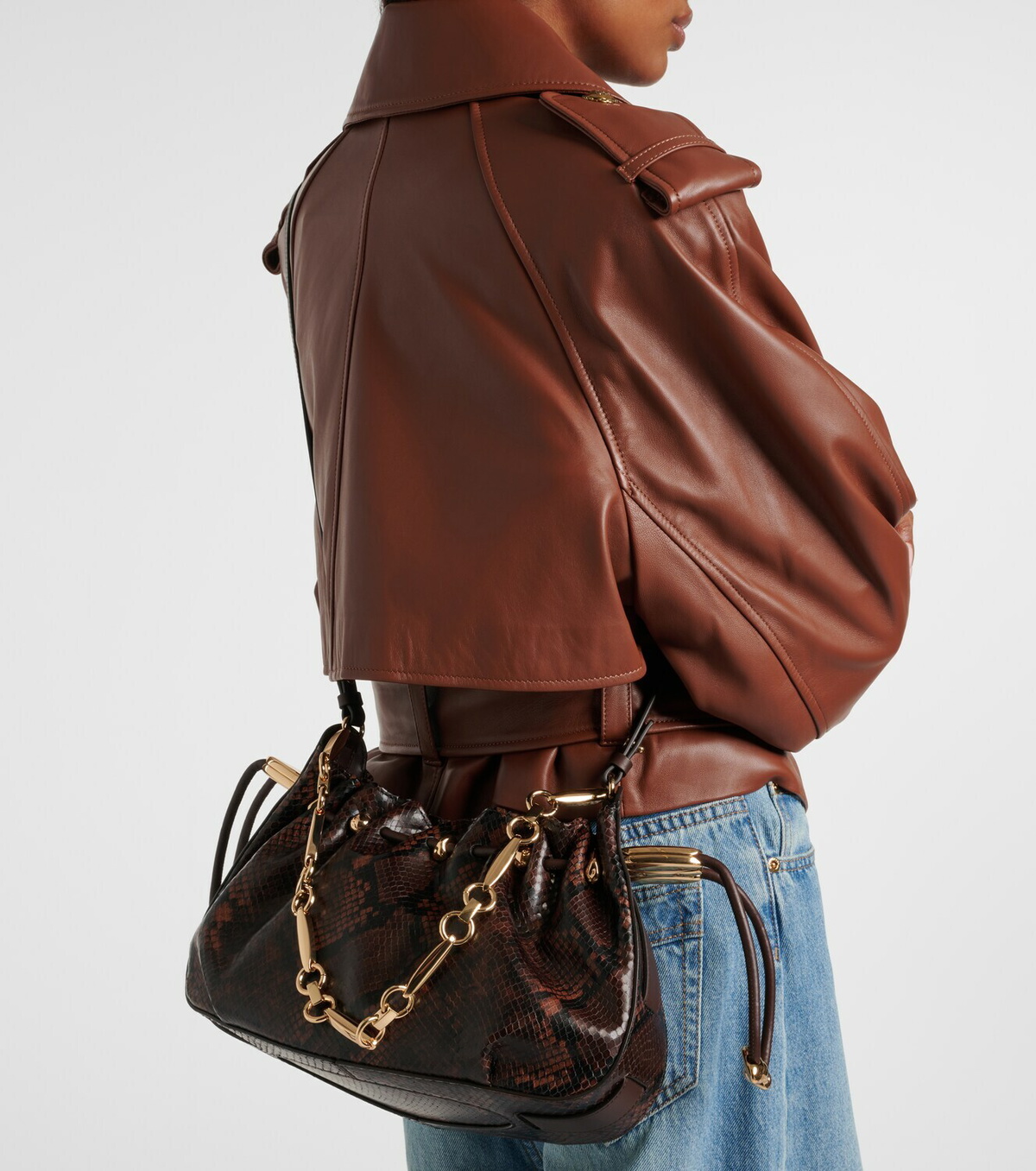 Zimmermann Halcyon snake-effect leather shoulder bag