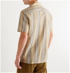 Beams F - Camp-Collar Striped Cotton and Linen-Blend Shirt - Yellow