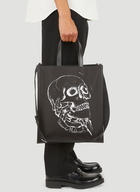 Skull Leather Tote Bag in Black