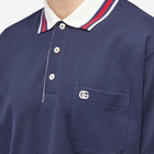 Gucci Men's Tipped Logo Polo Shirt in Navy