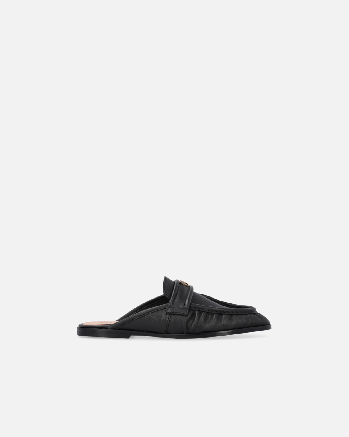 Pinko Flat Nappa Leather Mule Moccasins Limo Black