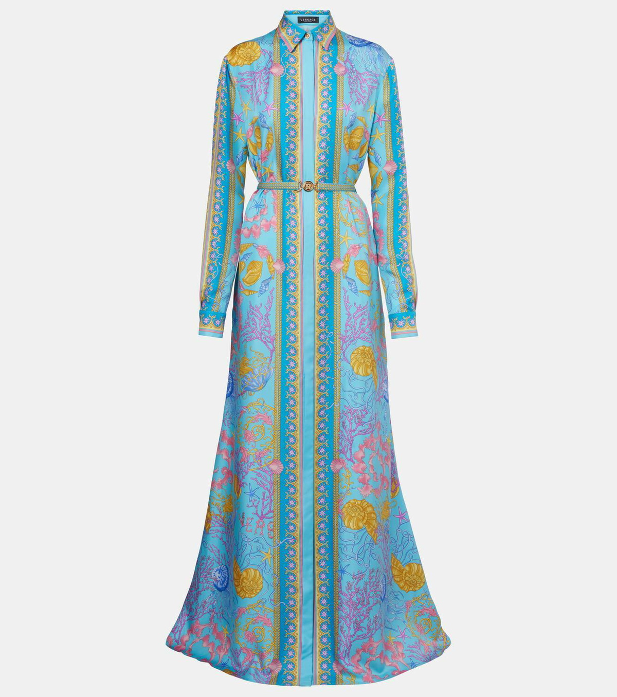 Versace Underwater Barocco silk twill maxi dress Versace
