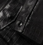 TOM FORD - Slim-Fit Croc-Effect Leather Trucker Jacket - Black