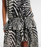 Blumarine Zebra-print asymmetric chiffon minidress