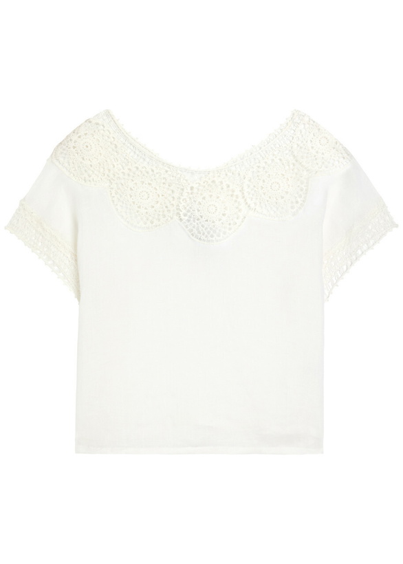 Photo: Nili Lotan Caila Embroidered Ramie top Off White