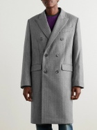 AMI PARIS - Double-Breasted Herringbone Virgin Wool-Blend Coat - Neutrals