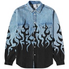 Vetements Flame Print Denim Shirt in Light Blue