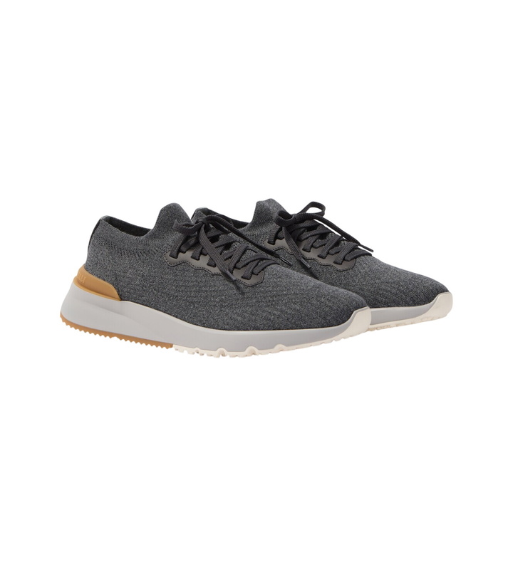 Photo: Brunello Cucinelli Leather-trimmed sneakers