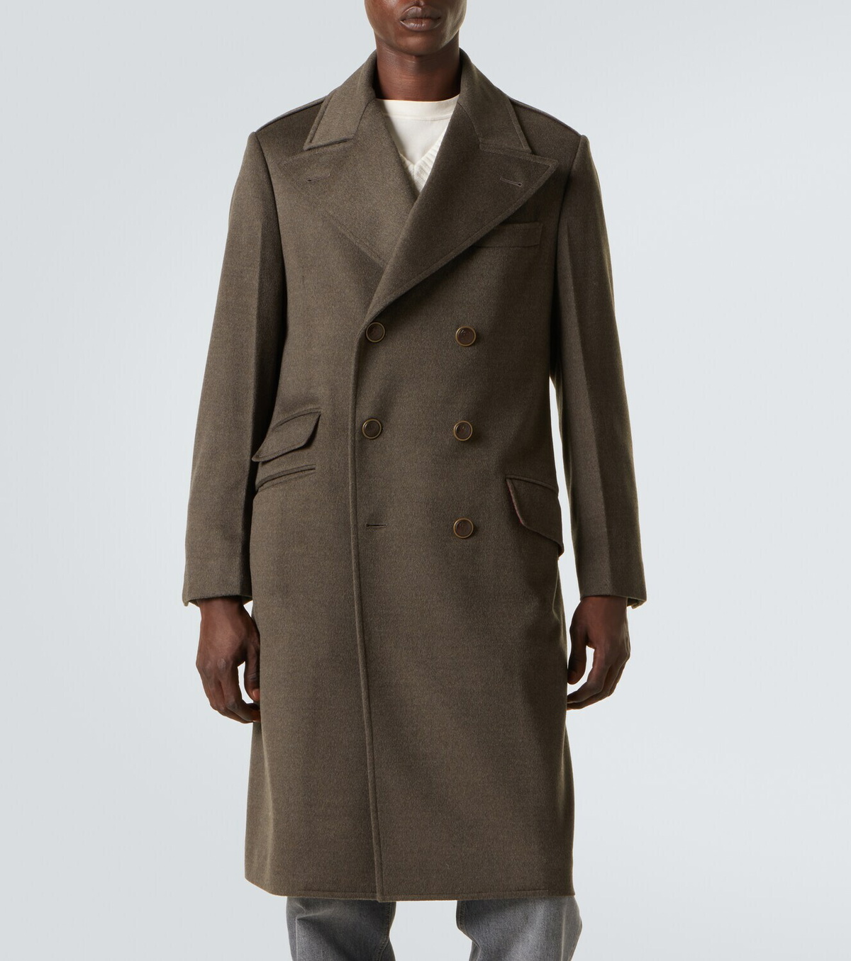Brunello Cucinelli Double-breasted virgin wool overcoat
