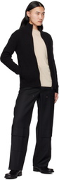 DEVOA Black High Neck Knit Cardigan