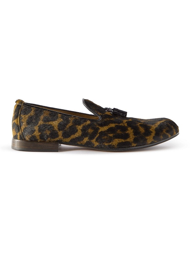 Photo: TOM FORD - Leopard-Print Calf Hair Tasselled Loafers - Brown