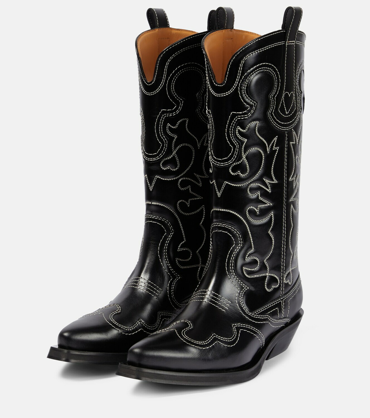 【送料&関税込】Ganni Black Leather Boots Ganni Women's Black Leather Knee High Chelsea Boots Size 35