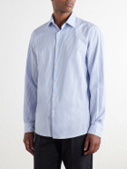 Sunspel - Striped Classic-Collar Cotton-Poplin Shirt - Blue