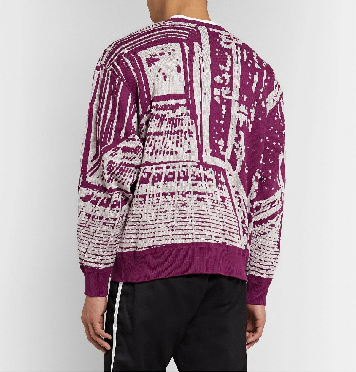 Cav Empt - Passage Linked Intarsia-Knit Cotton Sweater - Purple Cav Empt
