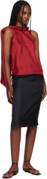 Loulou de Saison Black Vasali Silk Twill Midi Skirt