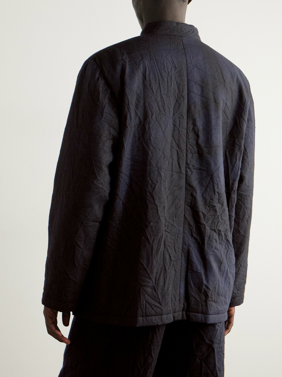 Blue Blue Japan - Padded Crinkled Wool-Blend Jacket - Blue