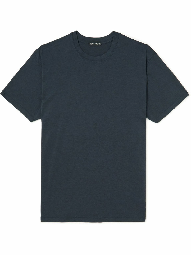 Photo: TOM FORD - Lyocell and Cotton-Blend Jersey T-Shirt - Blue