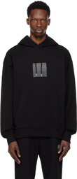 Hugo Black Relaxed-Fit Split Logo Hoodie