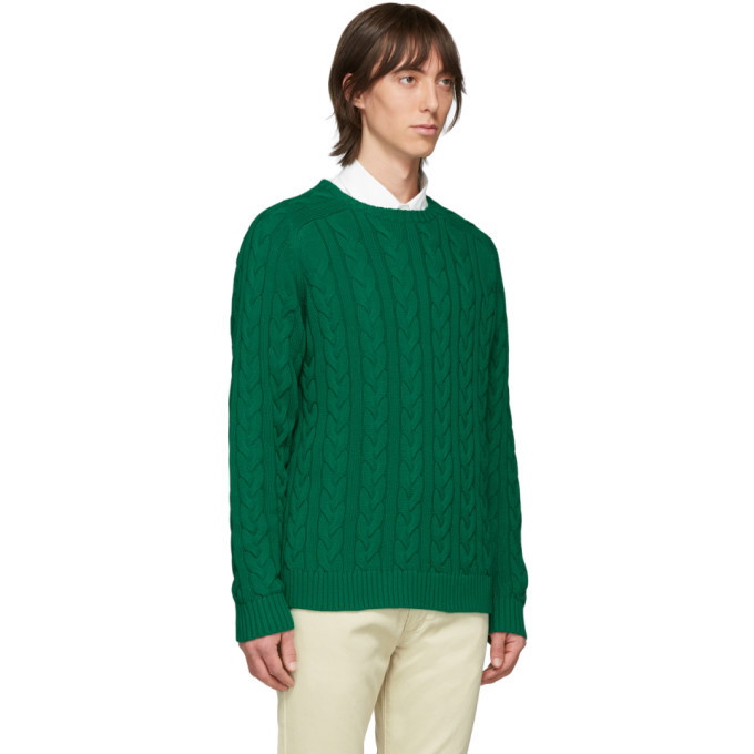 Beams Plus Green Cable Knit Sweater Beams Plus
