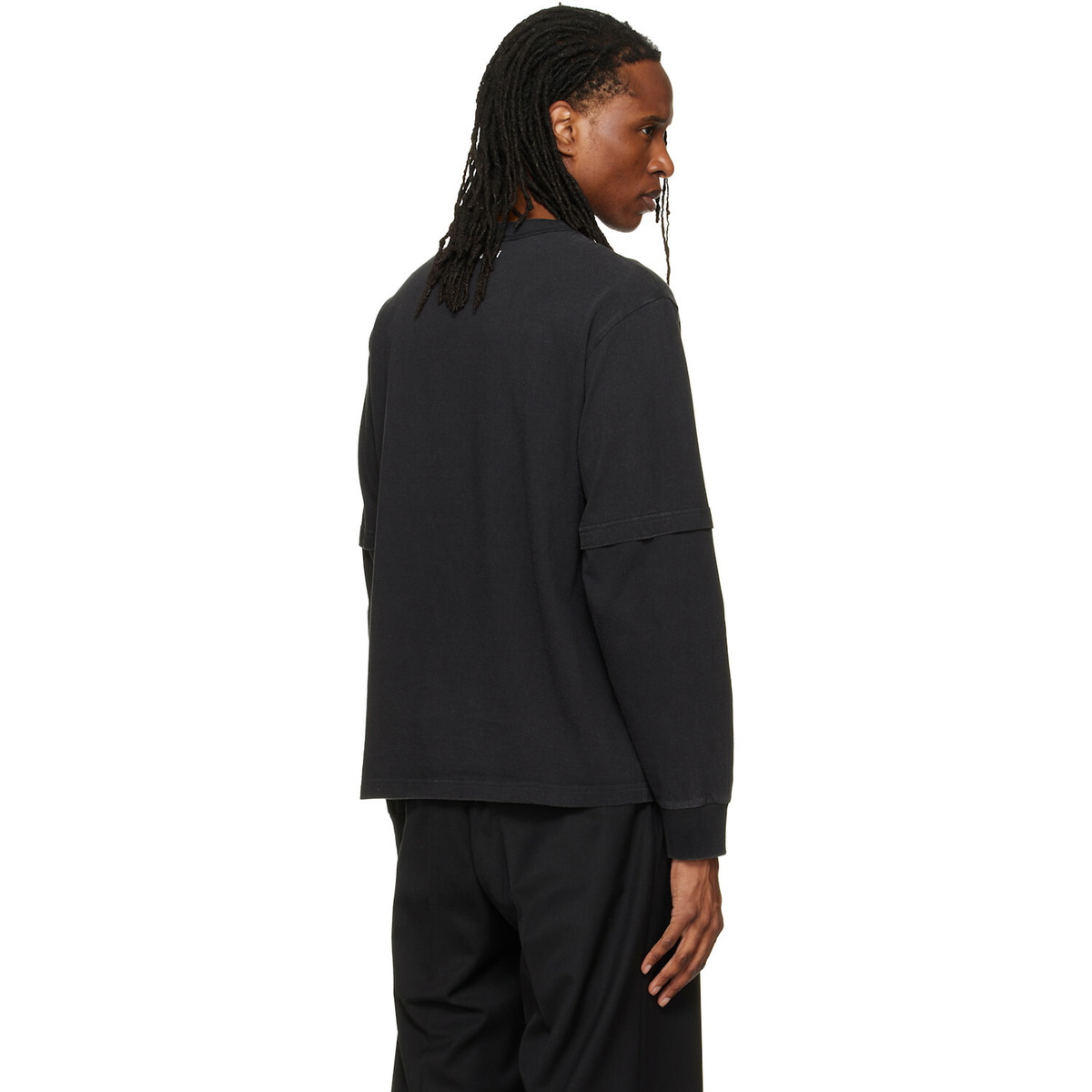 sacai Black Cotton Jersey Long Sleeve T-shirt Sacai