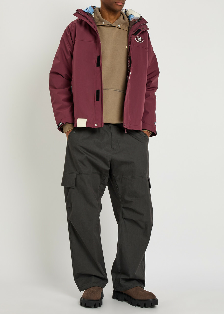 Aape Logo-appliquéd Hooded Shell Jacket Burgundy