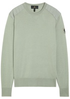 Belstaff Kerrigan Panelled Shoulders Wool-blend Jumper Khaki