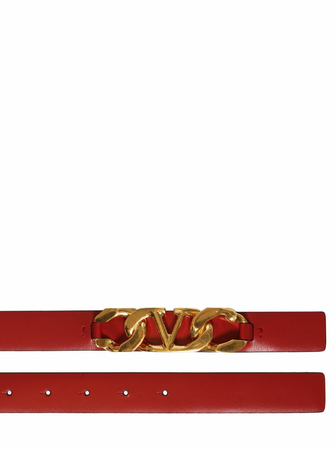 VALENTINO GARAVANI - 3cm V Logo Chain Leather Belt Valentino  display picture 2