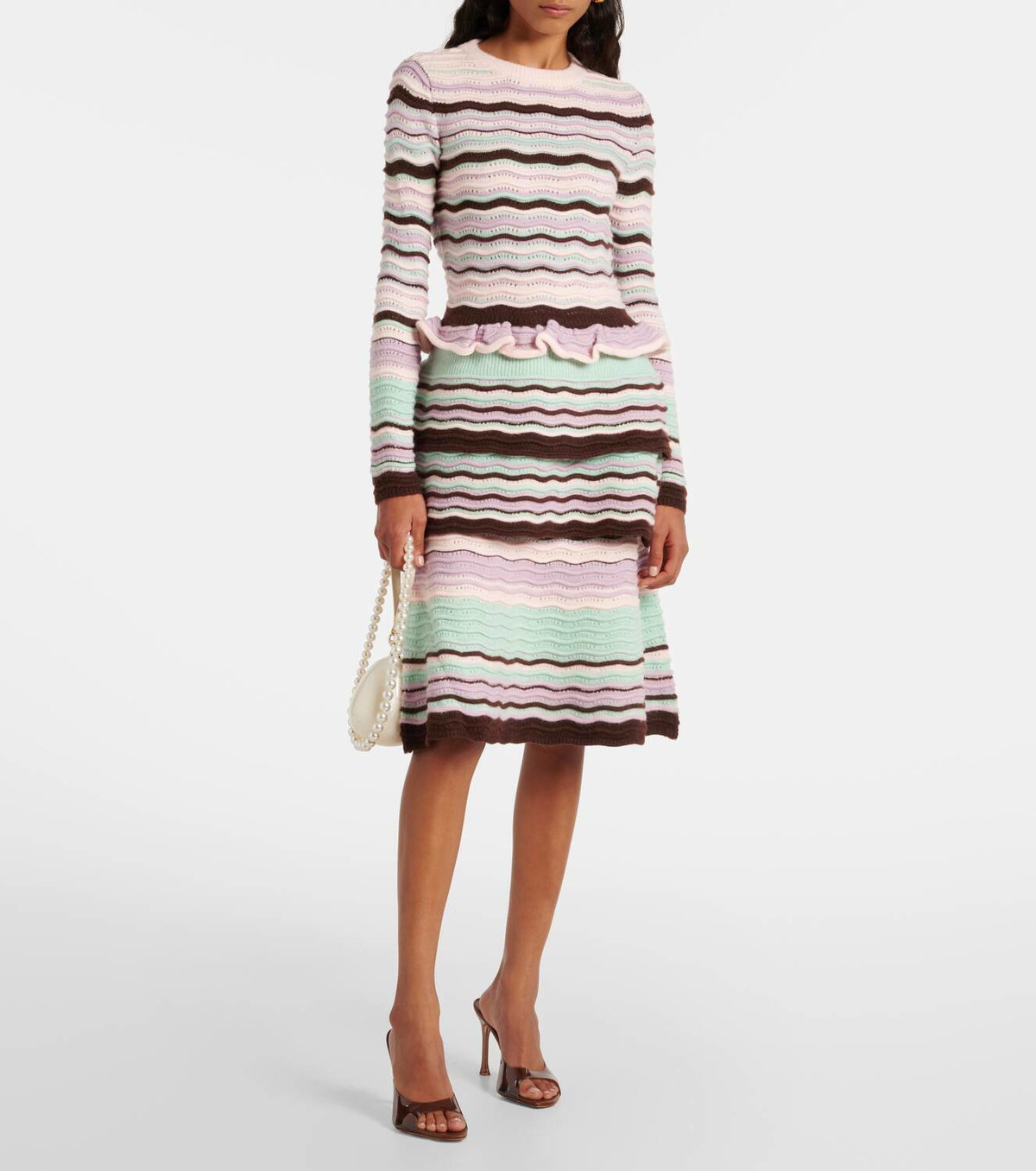 Susan Fang Striped midi skirt