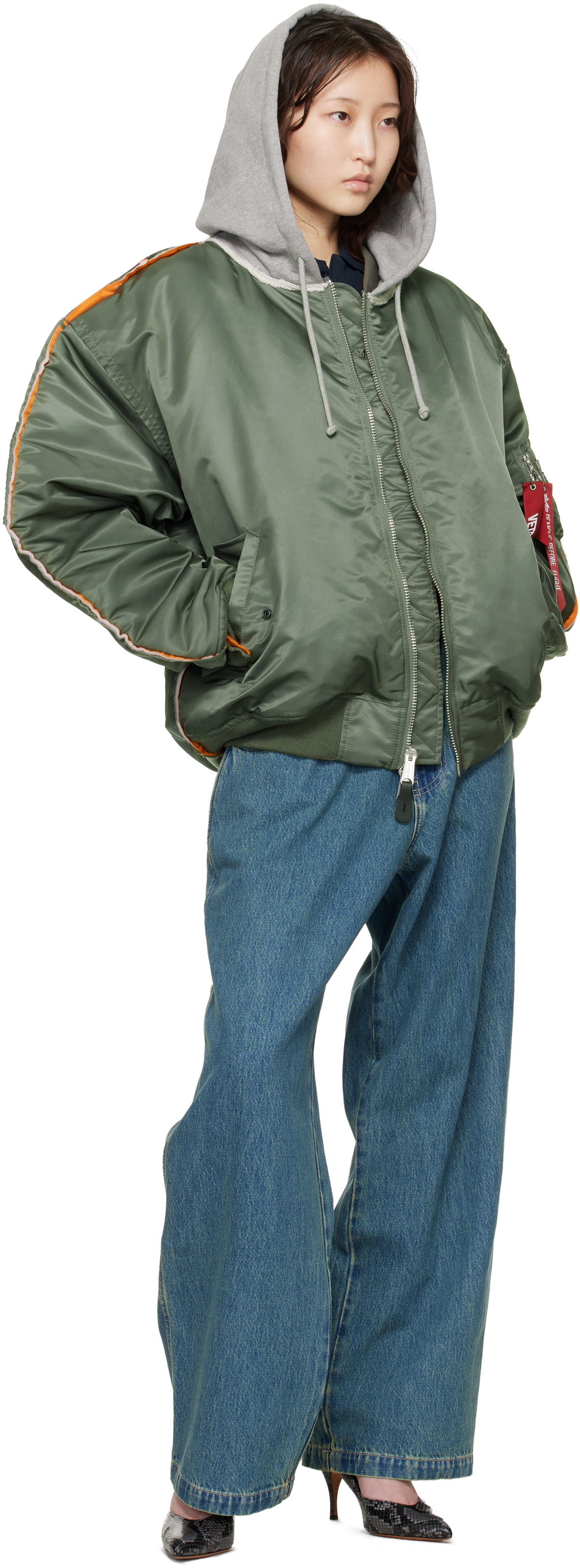 VETEMENTS Khaki Alpha Industries Edition Attached Hood Bomber Jacket