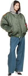 VETEMENTS Khaki Alpha Industries Edition Attached Hood Bomber Jacket