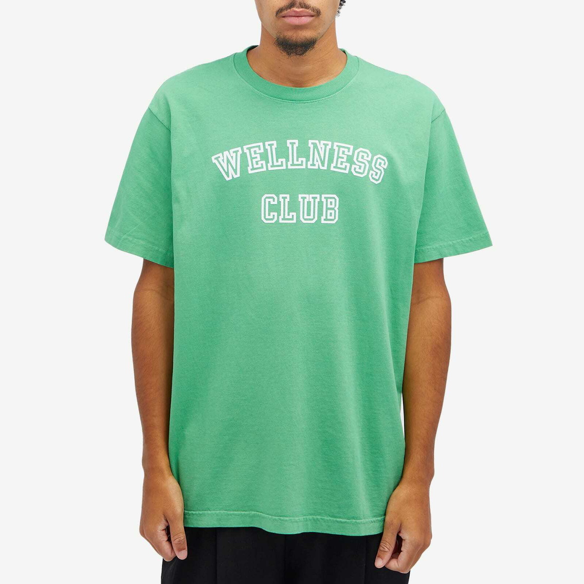 Sporty & Rich Wellness Club Flocked T-Shirt in Verde/White