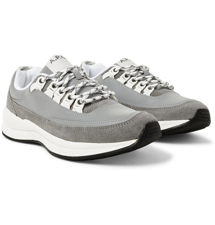 Photo: A.P.C. - Jay Reflective-Panelled Suede Sneakers - Gray
