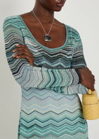 Missoni Zigzag Metallic-knit Mini Dress Turquoise