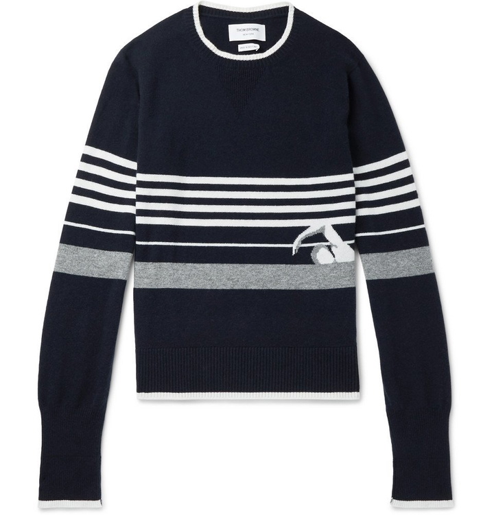 Photo: Thom Browne - Striped Intarsia Cashmere Sweater - Men - Navy