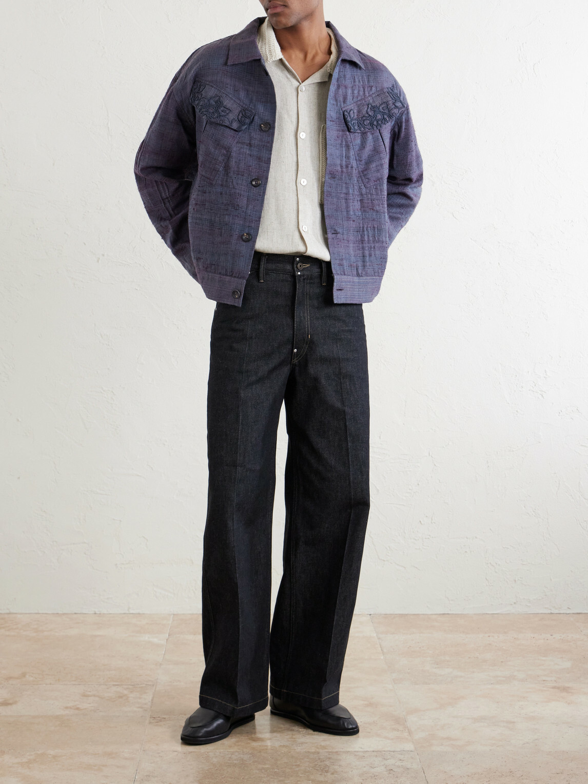 Kartik Research - Gul Embroidered Wool and Silk-Blend Jacket - Purple
