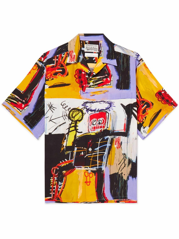 Photo: Wacko Maria - Jean-Michel Basquiat Camp-Collar Printed Woven Shirt - Yellow