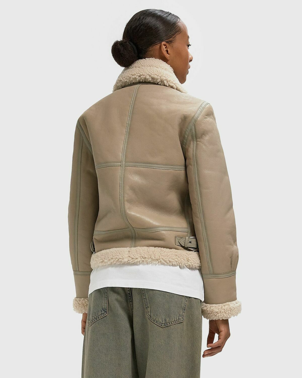 Schott NYC LCW1257 JACKET Beige Womens Bomber Jacket