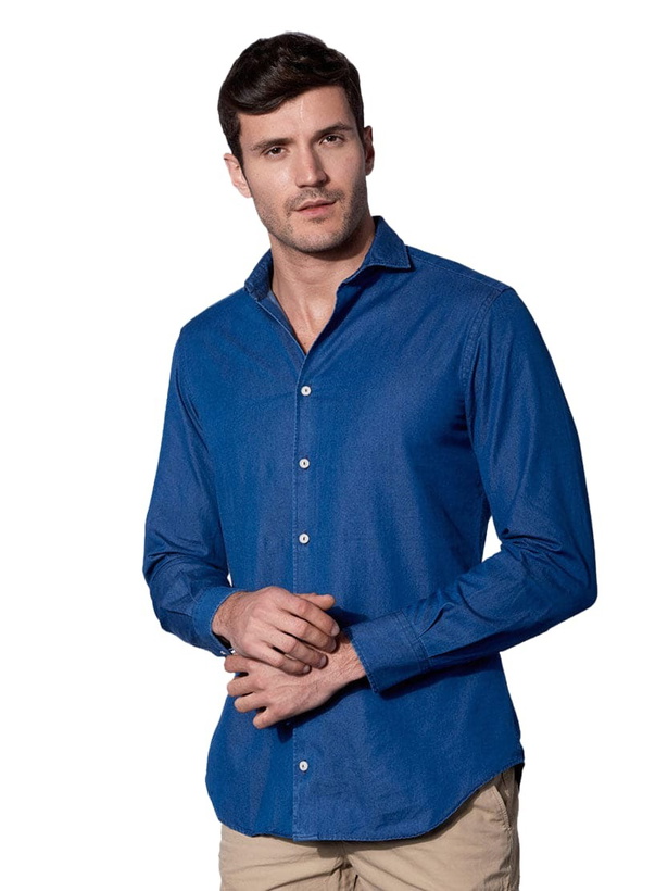 Photo: MC2 Saint Barth Man Blue Denim Cotton Pamplona Shirt