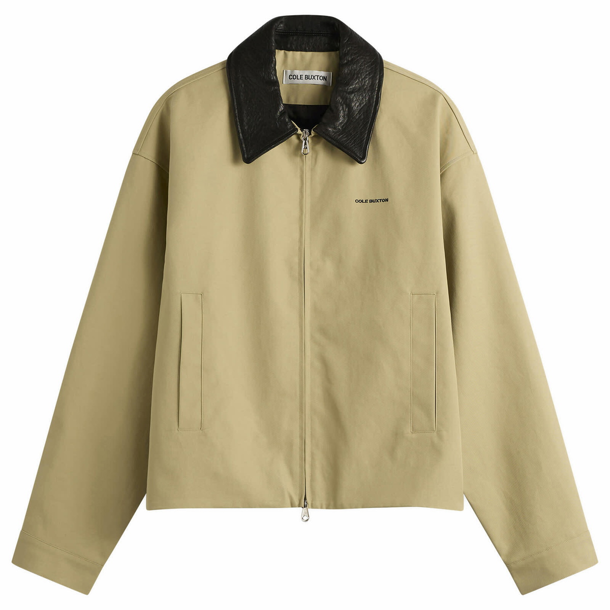 Cole Buxton Men's Leather Collar Cottom Overshirt in Sand