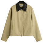 Cole Buxton Men's Leather Collar Cottom Overshirt in Sand