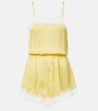 Poupette St Barth Silvia lace-trimmed satin romper