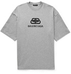 Balenciaga - Oversized Logo-Print Mélange Cotton-Jersey T-Shirt - Gray