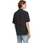 Saint Laurent Black Diagonal Stripe Short Sleeve Shirt