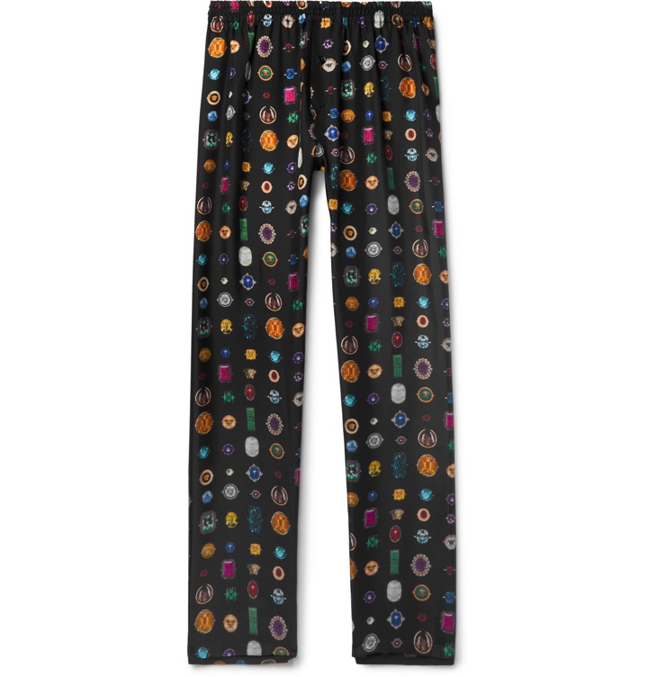 Photo: Versace - Printed Silk-Twill Pyjama Trousers - Black