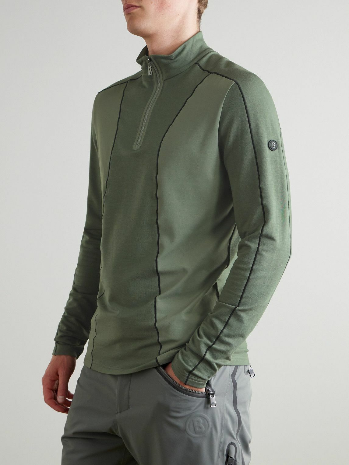 BOGNER - Flynn Stretch-Jersey Half-Zip Base Layer - Green