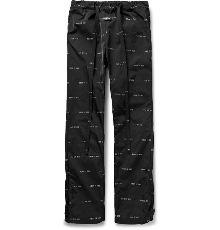 Photo: Fear of God - Belted Logo-Print Nylon-Twill Trousers - Black