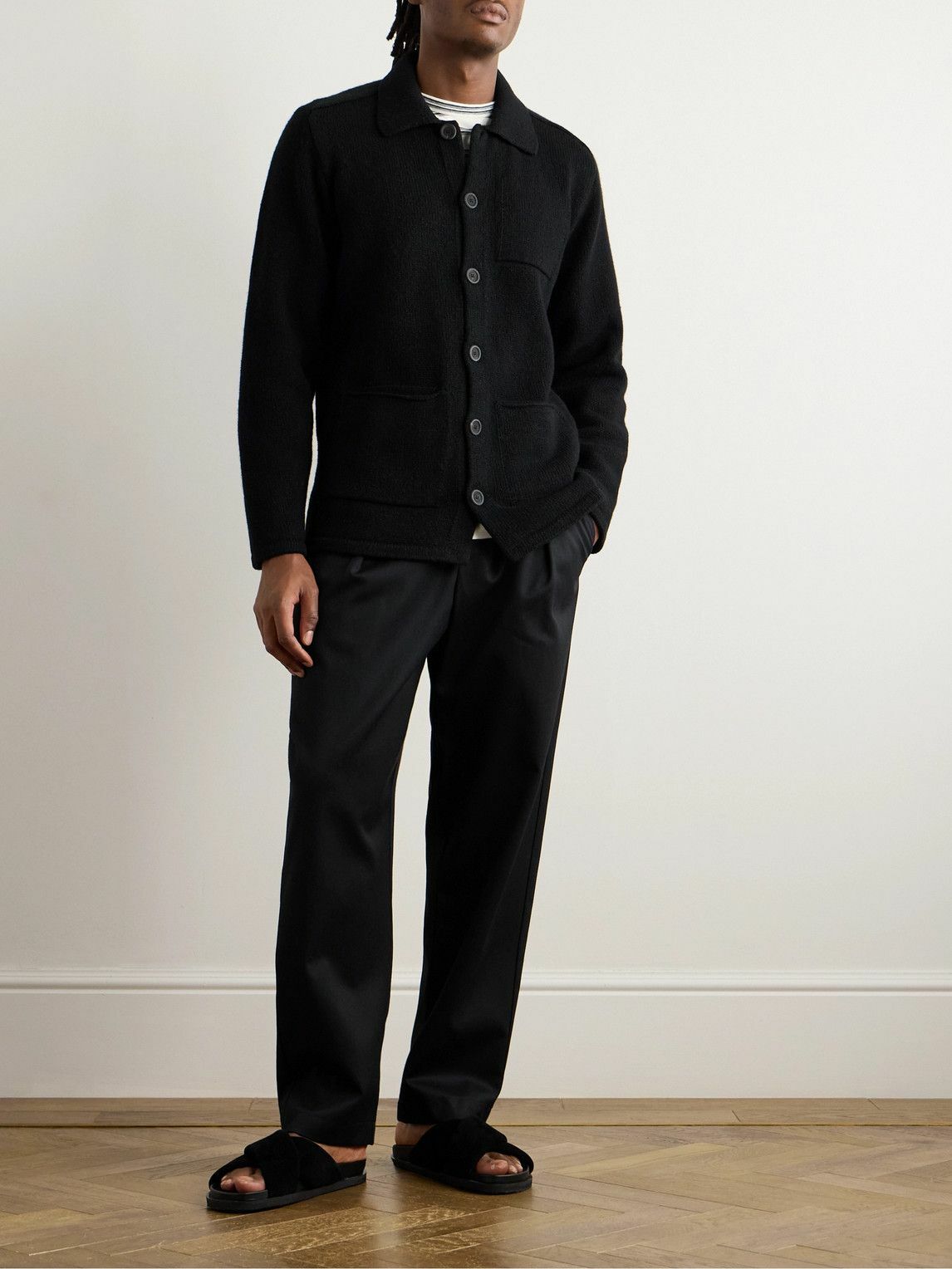 Inis Meáin - Carpenter's Merino Wool and Cashmere-Blend Cardigan - Black