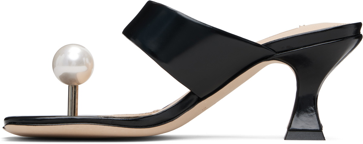 Sandy Liang Black Pearl Sandalette Heeled Sandals