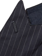 Kingsman - Navy Double-Breasted Pinstriped Wool and Cashmere-Blend Suit - Blue