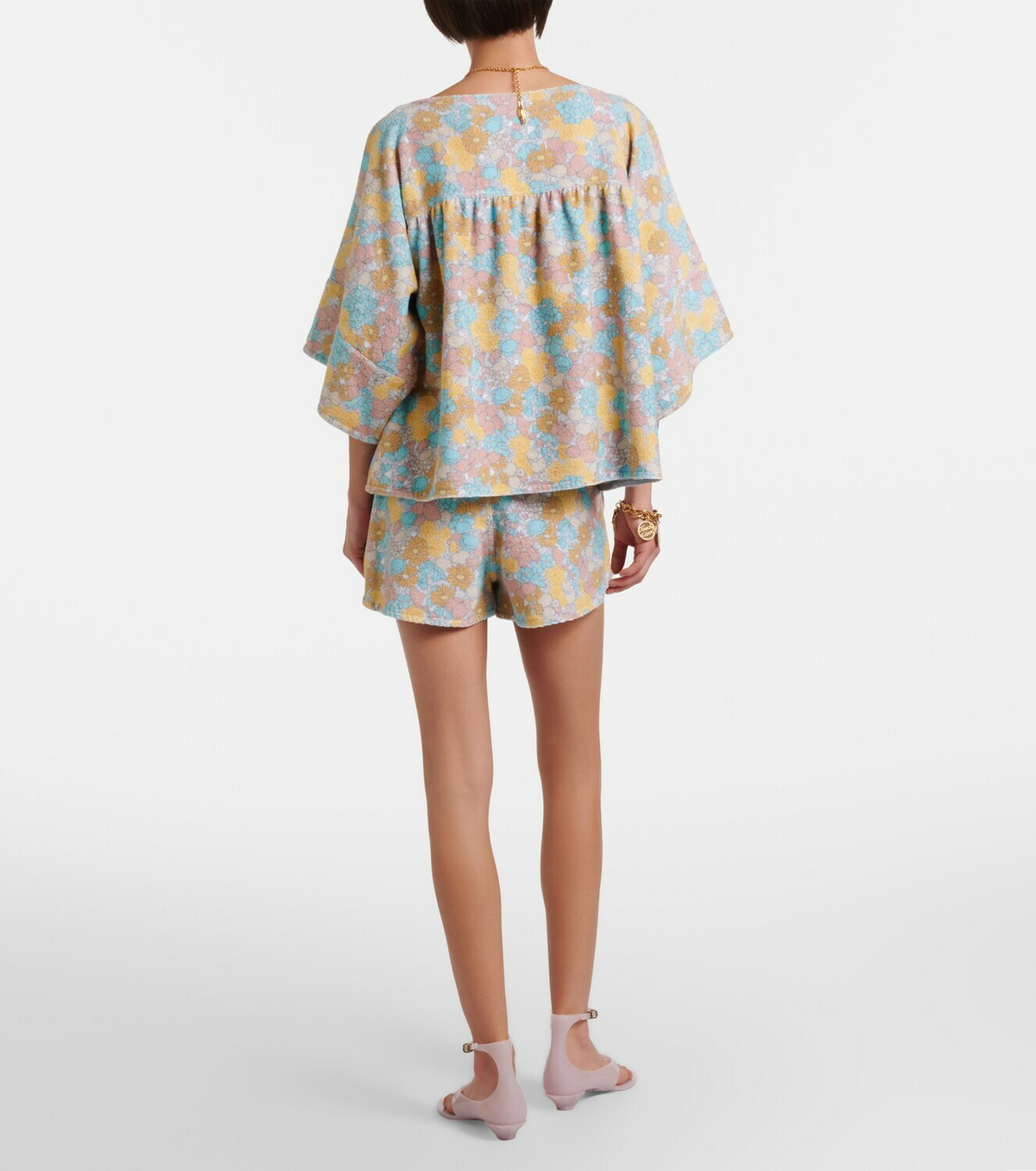 Chloé Floral cotton terry shorts